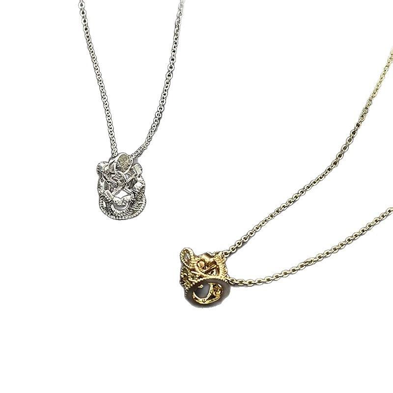 Golden Crown Necklace Women Zircon Clavicle Chain Gold Plated Pendant