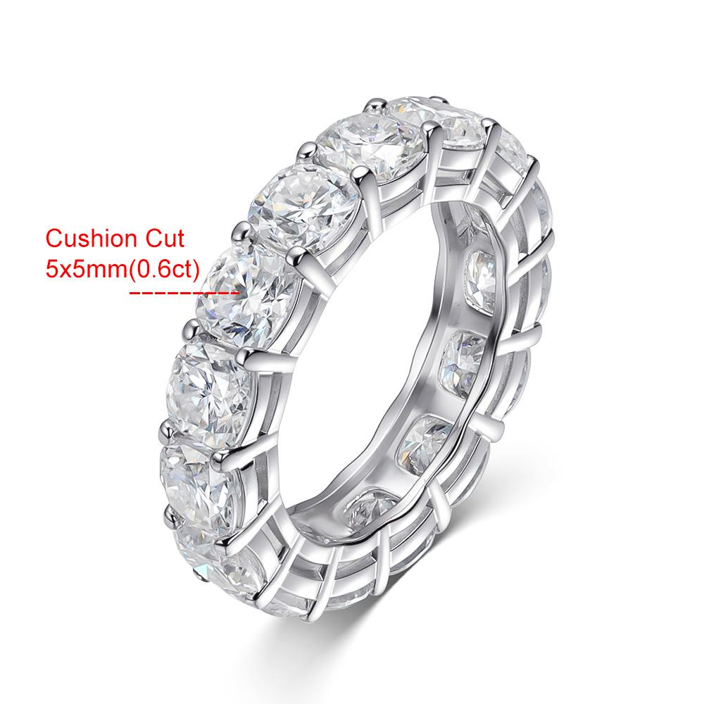 5mm 0.6CT Cushion Cut All Moissanite Ring CopperFull Eternity Engagement Rings Anniversary Wedding Bands Jewelry