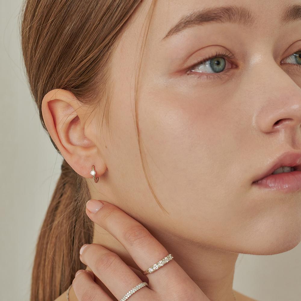 Loveenb [14K Gold] Basic 0.1 Carat Lab-Worn Diamond Ring Earrings