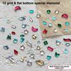 12 Grids Mixed Shape Colorful  Nail Art Decoration Multi Size Flat Back  Nail Gel Diy Nail Accessories