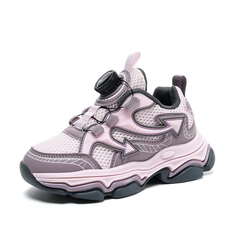 Double Star Classmate 2025 Spring and Autumn Mesh Boys and Girls Children's Sneakers Rotary Buckle Students Middle and Older Children's Running Shoes