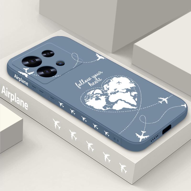 Global Flight Airplane Print Lanyard Case For Xiaomi 14T 13T 11T Pro Funda Redmi Note 14 13 Pro 5G 12 11 Soft TPU Silicone Cover