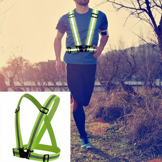 Adjustable Safety Reflective Vest Straps Jacket Night Running Cycling Sport Gear