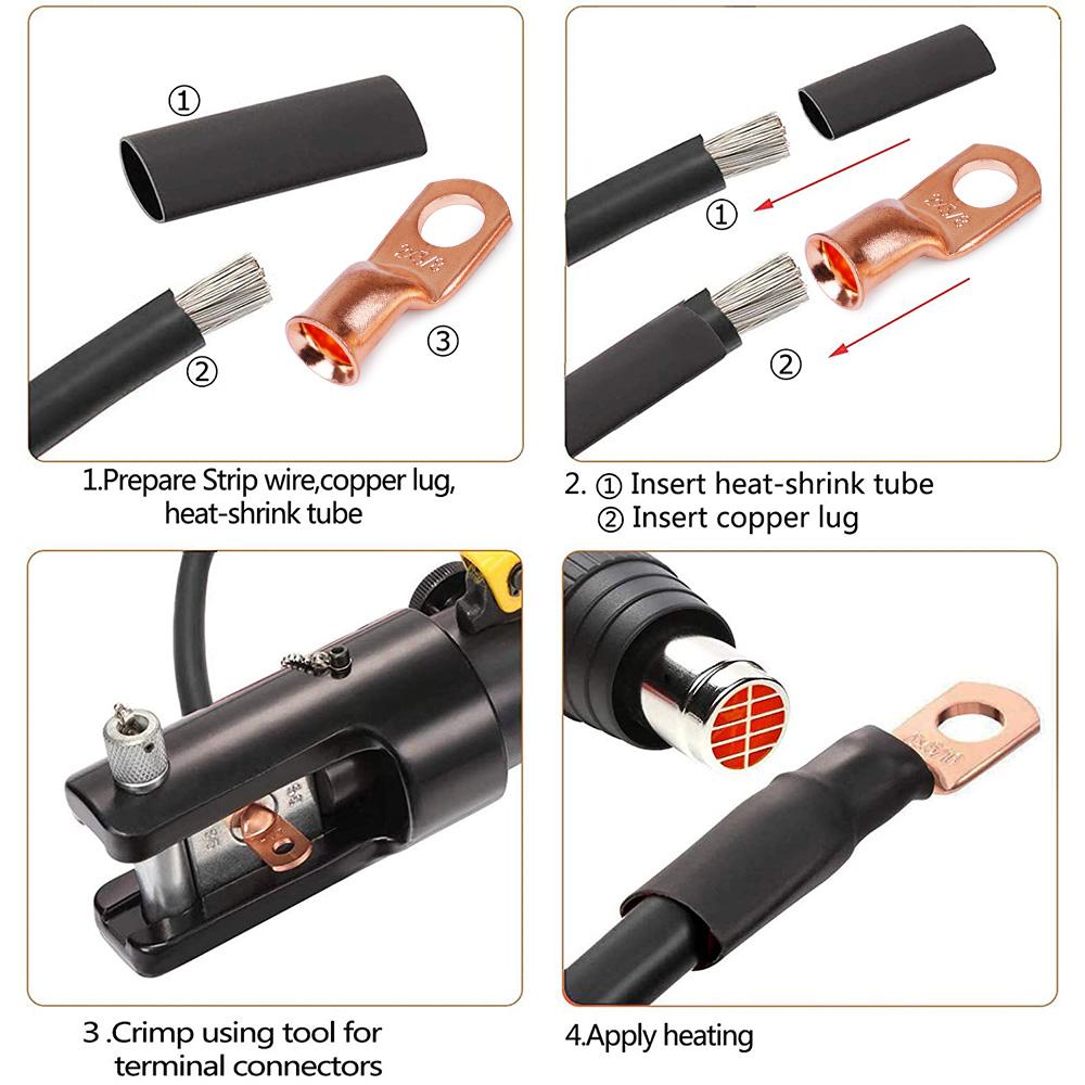2 Stück = 1 Set rote Kupfer-Ringkabelschuhe, Lötanschlüsse M6/M8/M10, Kabelverbinder-Set für blanke Kabel