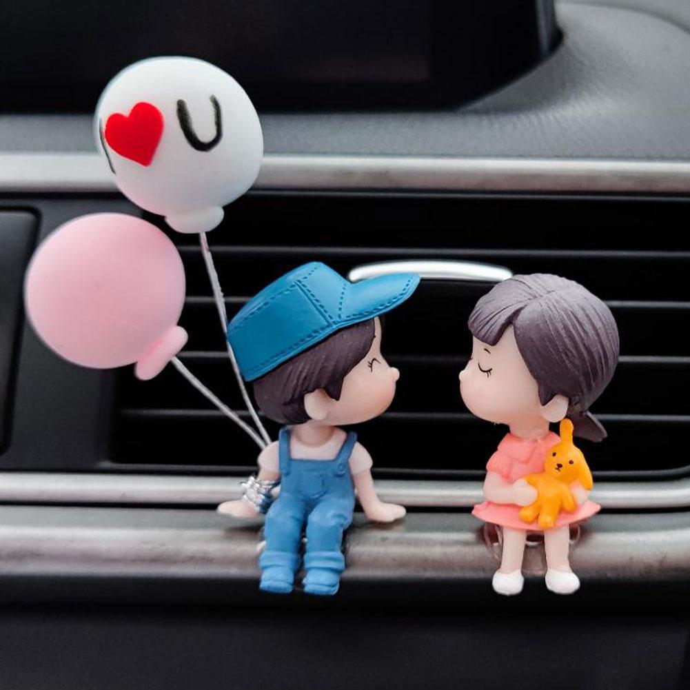 Car Decoration Cute Cartoon Couples Figure Figurines Balloon Ornament Auto Interior Dashboard Accessory For Girls Gifts Supply