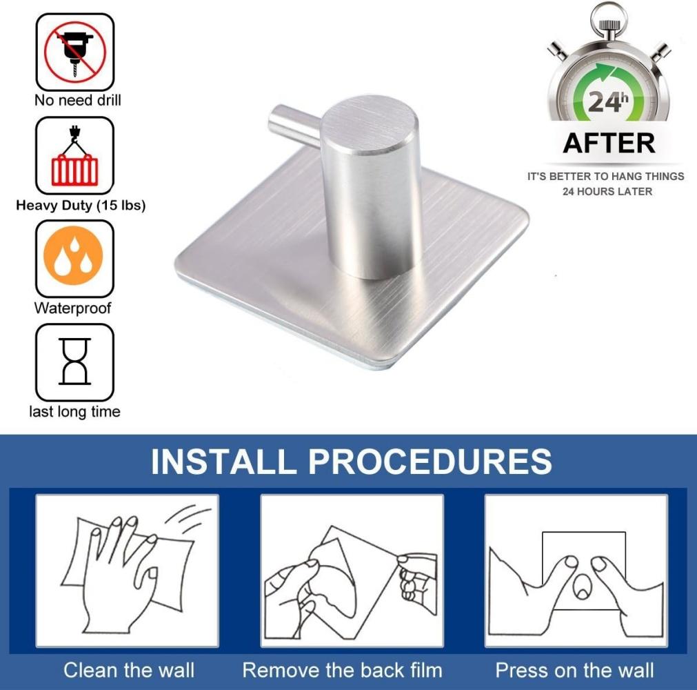 Self Adhesive Hook Heavy-duty Towel Rack,  Wall Self-adhesive 304 Stainless Steel, No Need for Drilling, Waterproof