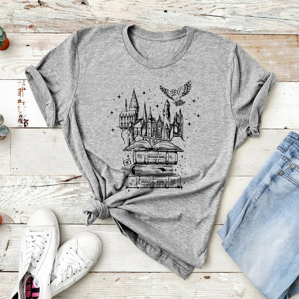 Tričko Hrad Kouzelníků Universal Studios Tričko s Magickou Knihou Unisex Trička s Krátkým Rukávem Vintage Tričko Škola Kouzelníků Dámské Oblečení