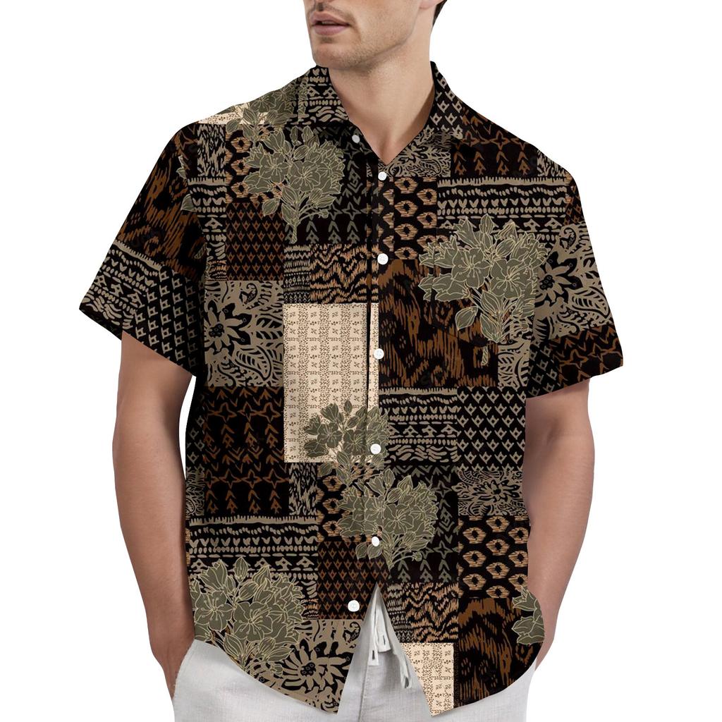 Retro Bohemian Print - Men's Casual Short Sleeved Shirt