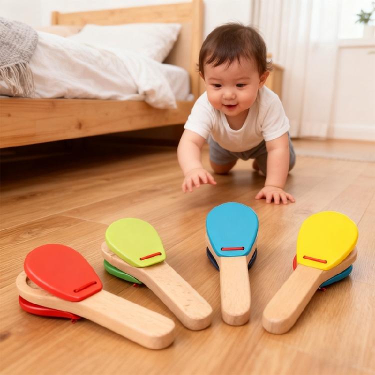 Wood Kids Clapper Orff Toy Kids Castanets Percussion Toy for Music Exploration and Child Development Rhythm Instrument