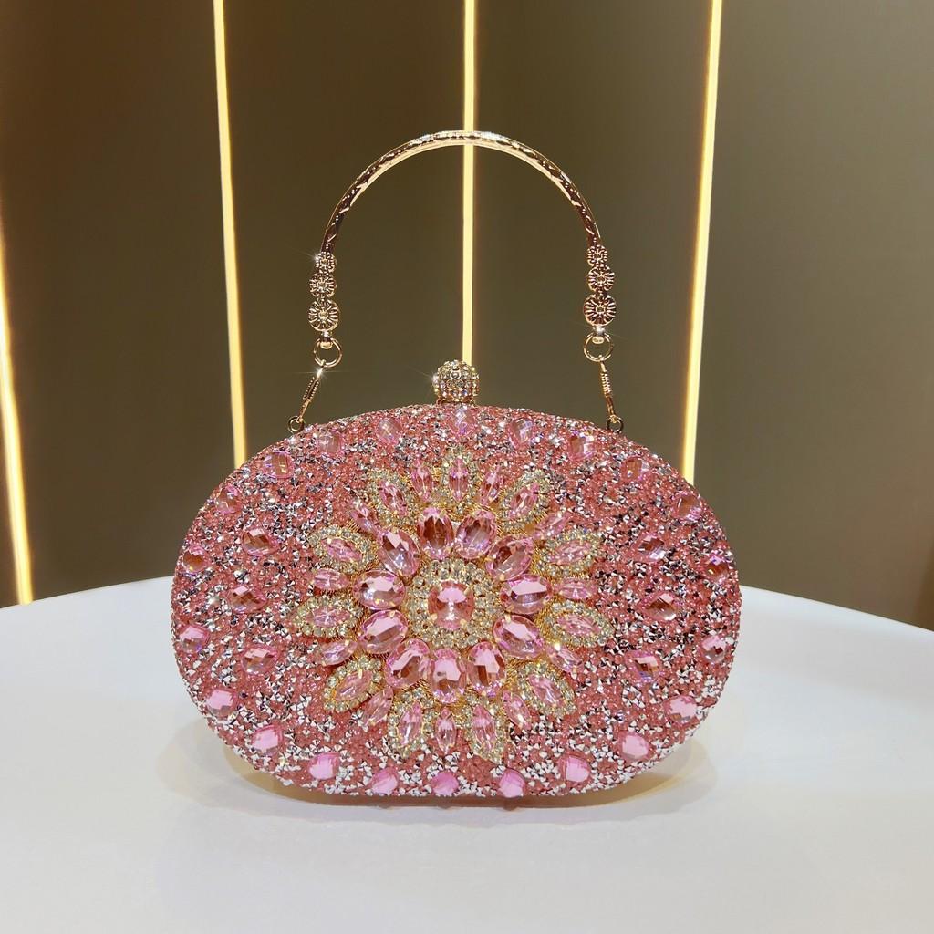 Pochette a Conchiglia con Strass Scintillanti e Catena per Eventi Serale