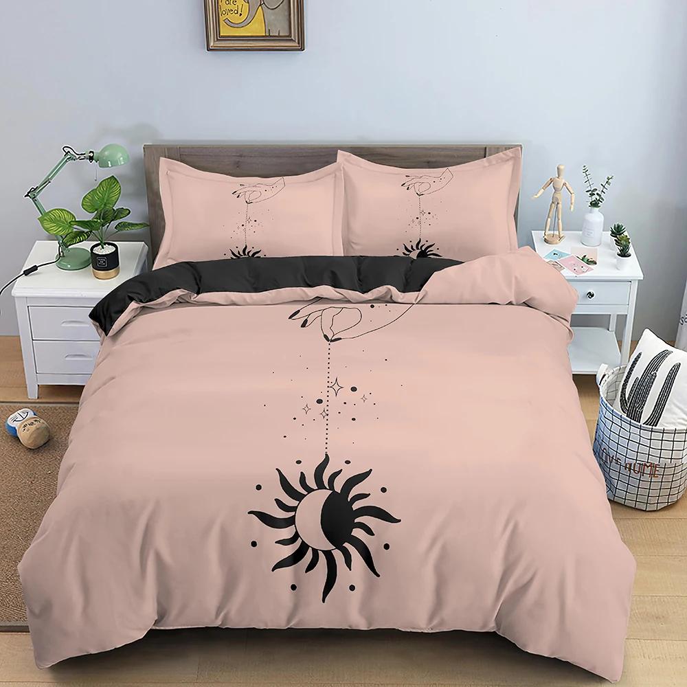 Sun and Moon Duvet Cover Set Exotic Mandala Divination Theme Queen King Size Quilt Cover 2/3Pcs Soft Polyester Comforter Cover
