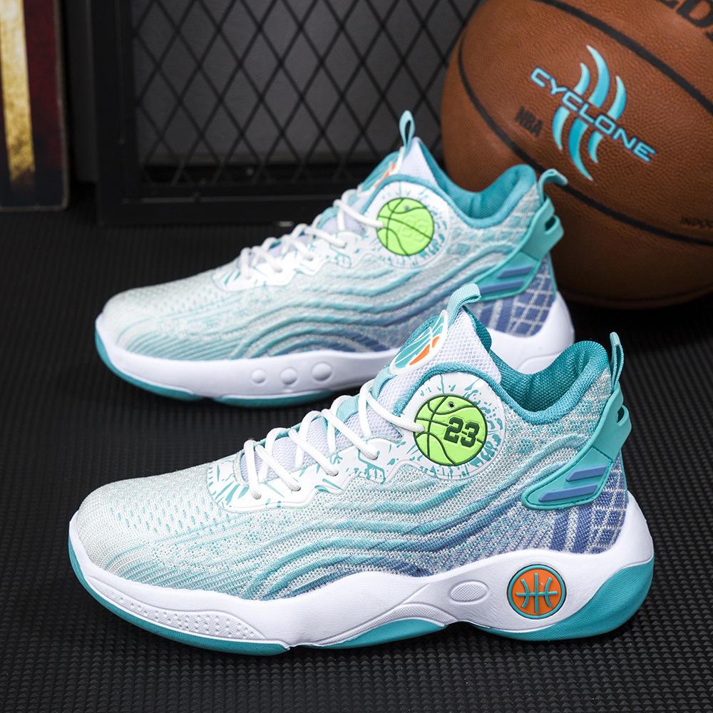 Basketball shoes men's shoes fly-woven mesh breathable non-slip wear-resistant actual combat lightweight soft sole high-top fashion student sports s