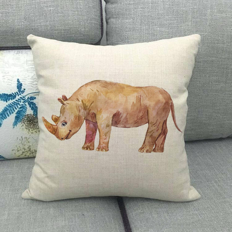 Simple painted African animals Digital printing short plush pillow covers for car sofa office cushion cover home goods