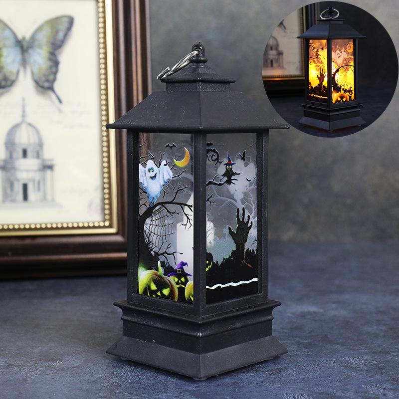 Halloween LED Flame Flickering Oil Lamp Battery Operated Spooky Decor Haunted House Prop Tabletop Centerpiece for Bar Party