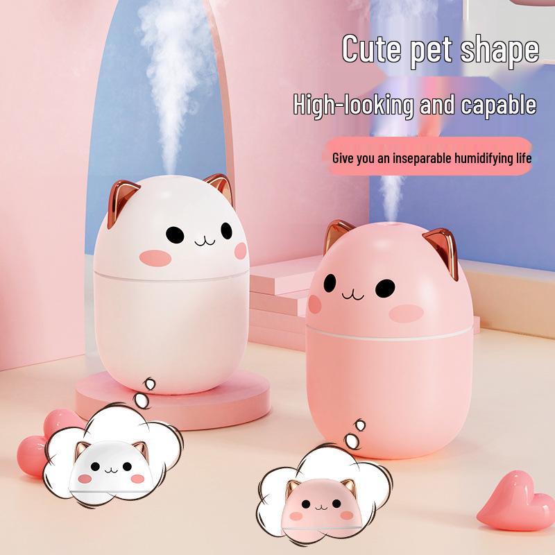 Cute Cat A205 USB Humidifier with Silent, Large Mist & Night Light for Desktop & Car
