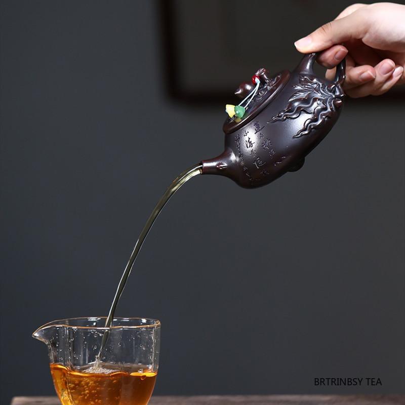 300ml Chinese Tradition Yixing Purple Clay Teapot Handmade Peach Zisha Tea Pot Household Beauty Tea Infuse Kettle Teaware