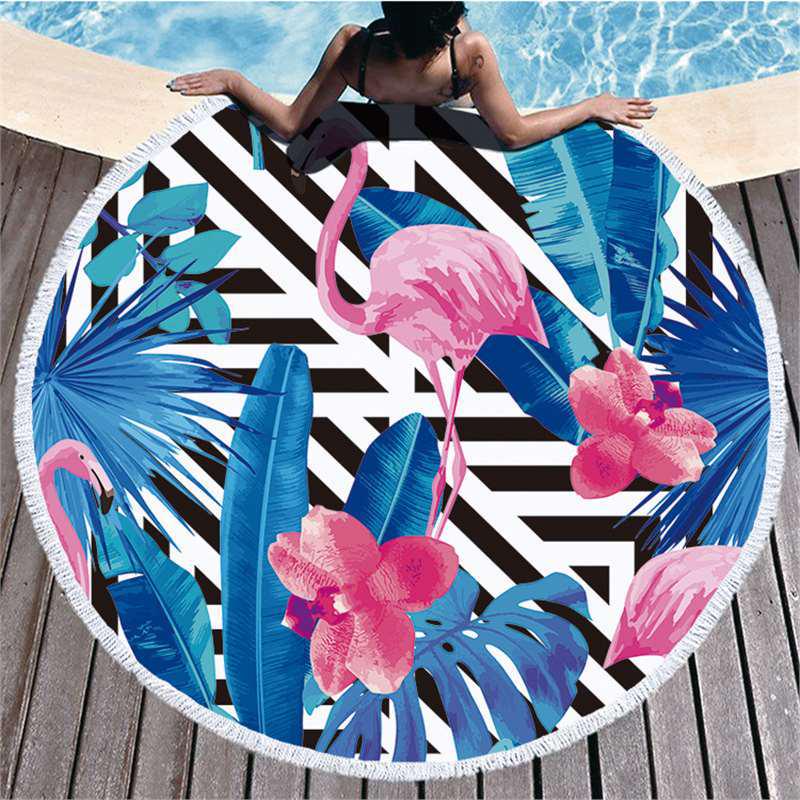 Seria Flamingi Ultra-Delikatne Włókno Ręcznik Plażowy i Mata Wewnętrzna/Zewnętrzna