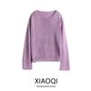 Fashion Style 2024 Autumn New Arrival Female Purple Lightweight Round Neck Sweater Long Sleeve Knitwear 05694615629