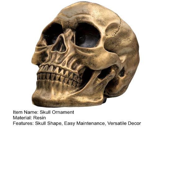 Skull Ornament Realistic Details Resin Crafted Desktop Skull Statue Halloween Office Home Desk Accessory