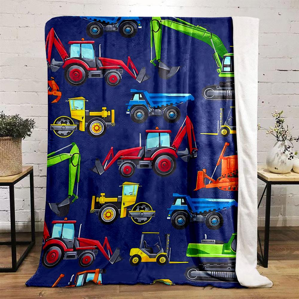 Boys Excavator Tractor Truck Throw Blanket bedroom Blanket for Livingroom Couch lunch break Soft throw for Friend's festival Gift