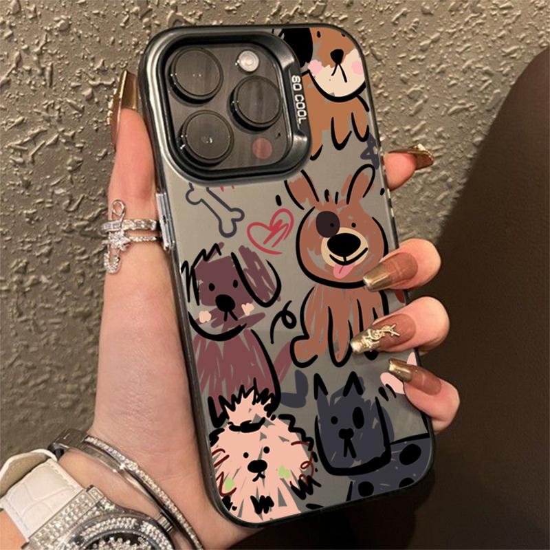 Colorful Silvery Graffiti Dog For 16 15 Cases iPhone 14 13 12 11 Pro Max Cover Funda Case Bumber