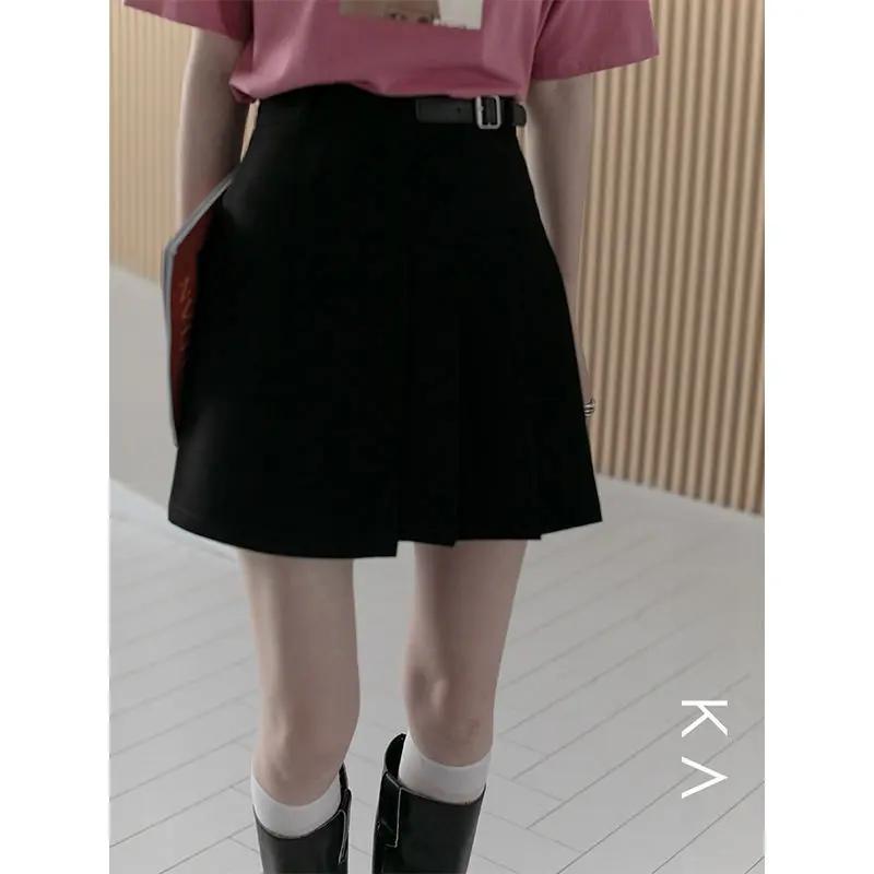 

Юбка-плиссе с высокой талией, женское нестандартное утягивающее мини-платье А-силуэта, облегающая юбка, платье нового стиля XL чёрный