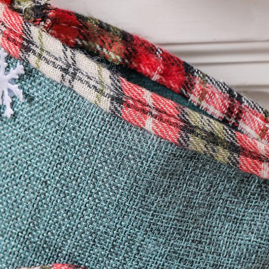 4 Pcs Burlap Christmas Stockings 3D Santa Snowman Elk Christmas Treat Bags Xmas Fireplace Hanging Stockings