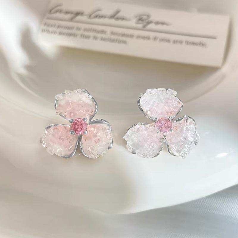 

Серьги-гвоздики с цветком из циркониевого кристалла, простые, темпераментные, универсальные, нишевая мода, серьги с высоким чувством стиля, женские