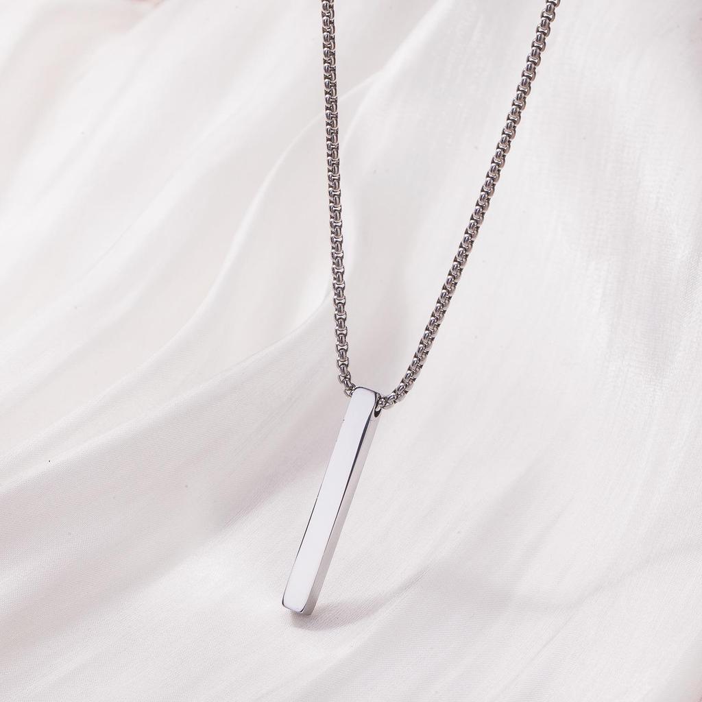 Men's Stainless Steel Minimalist Long Bar Necklace