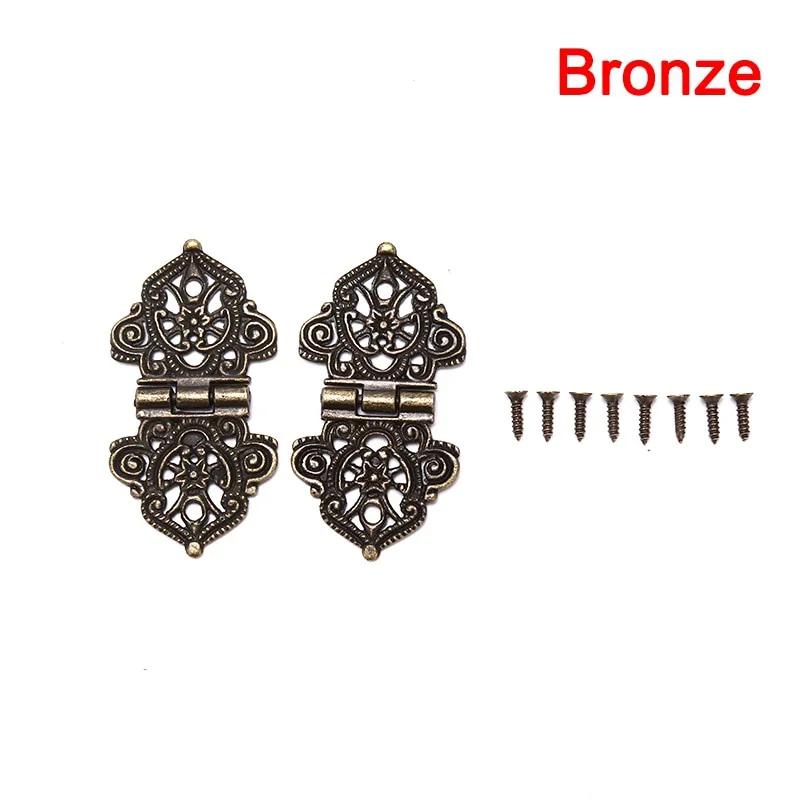 3Pcs/Set Vintage Alloy Hollow Flower Hinge 24*54mm Furniture Hardware DIY Box Metal Hinges