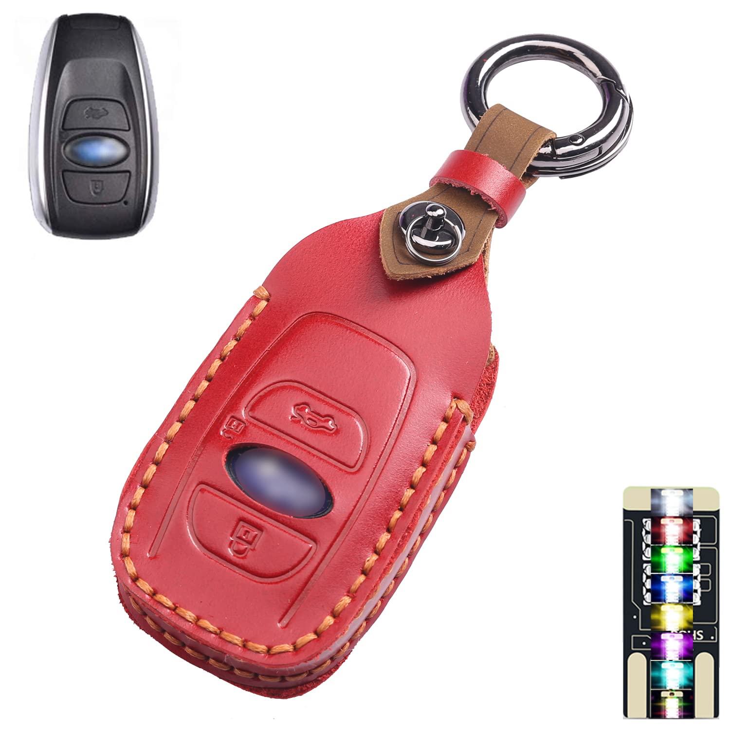 

[GeTor] Кожаный чехол для ключа Subaru, Натуральная кожа, Чехол для смарт-ключа Subaru, Брелок для ключей, Ключ Subaru Subaru красный