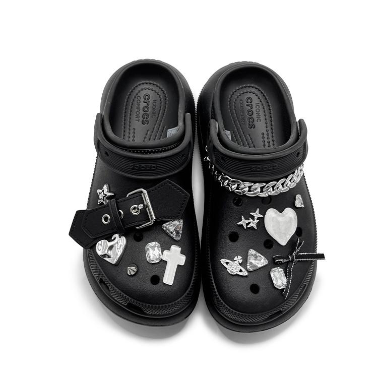 Crocs Crush Clog Punk Melody EVA Comfortable Fashion Trend Simple and Versatile Hole Shoes Women's Silver