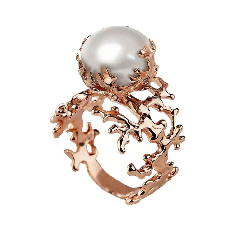 Intricate Styles Filigree Rings Adorned With Coral And Imitation Pearls Designs