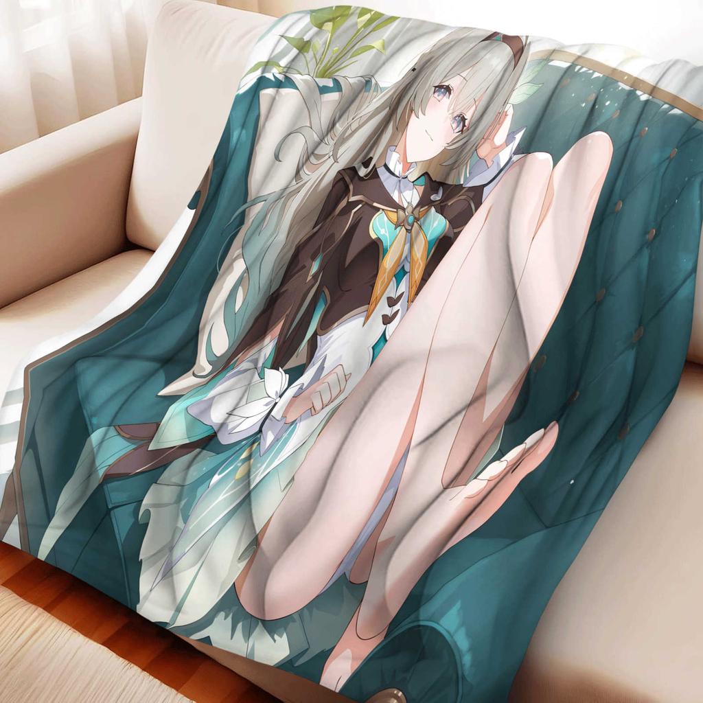 Cartoon Honkai Star Rail Firefly Flannel Blanket Cover Warmth Soft Anime Blanket Multifunctional Decor Home Universal Blankets