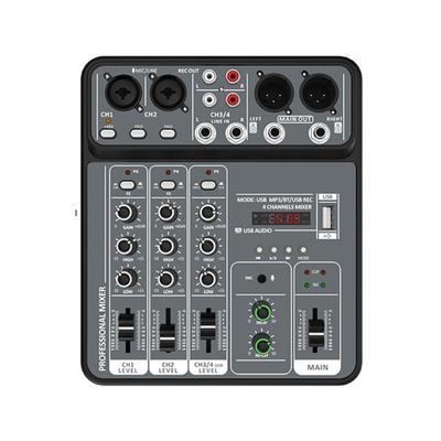 Portable 4 Channel Sound Mixer Built-in Headphone Output Port for Karaoke, Streaming, and Stage Performances