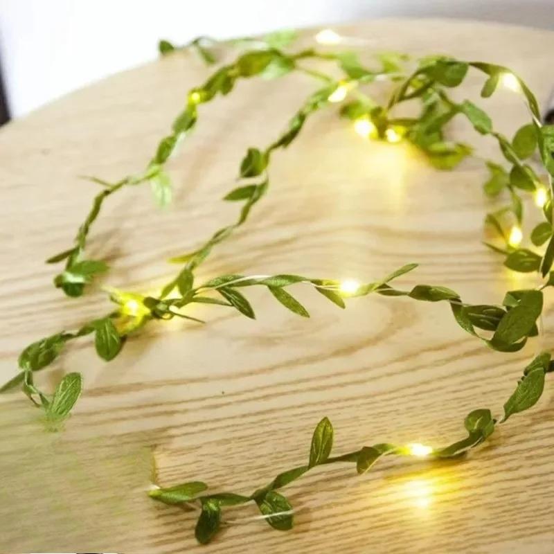 

2 м Шелковые листья Искусственная лиана Зеленый лист Плющ Лоза Светодиодные гирлянды для дома Свадьбы Подвесная гирлянда Искусственные растения Декор Little Leaf-2m20led