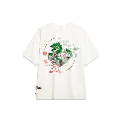 Badfive Series Loose Round Neck Short Sleeve T-Shirt With Back Print Unisex Tops Off-White AHST511-1