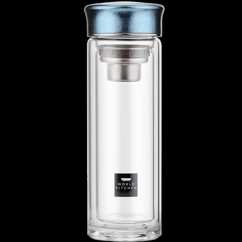 WORLD KITCHEN Titanium Blue Portable Glass Bottle 325ml