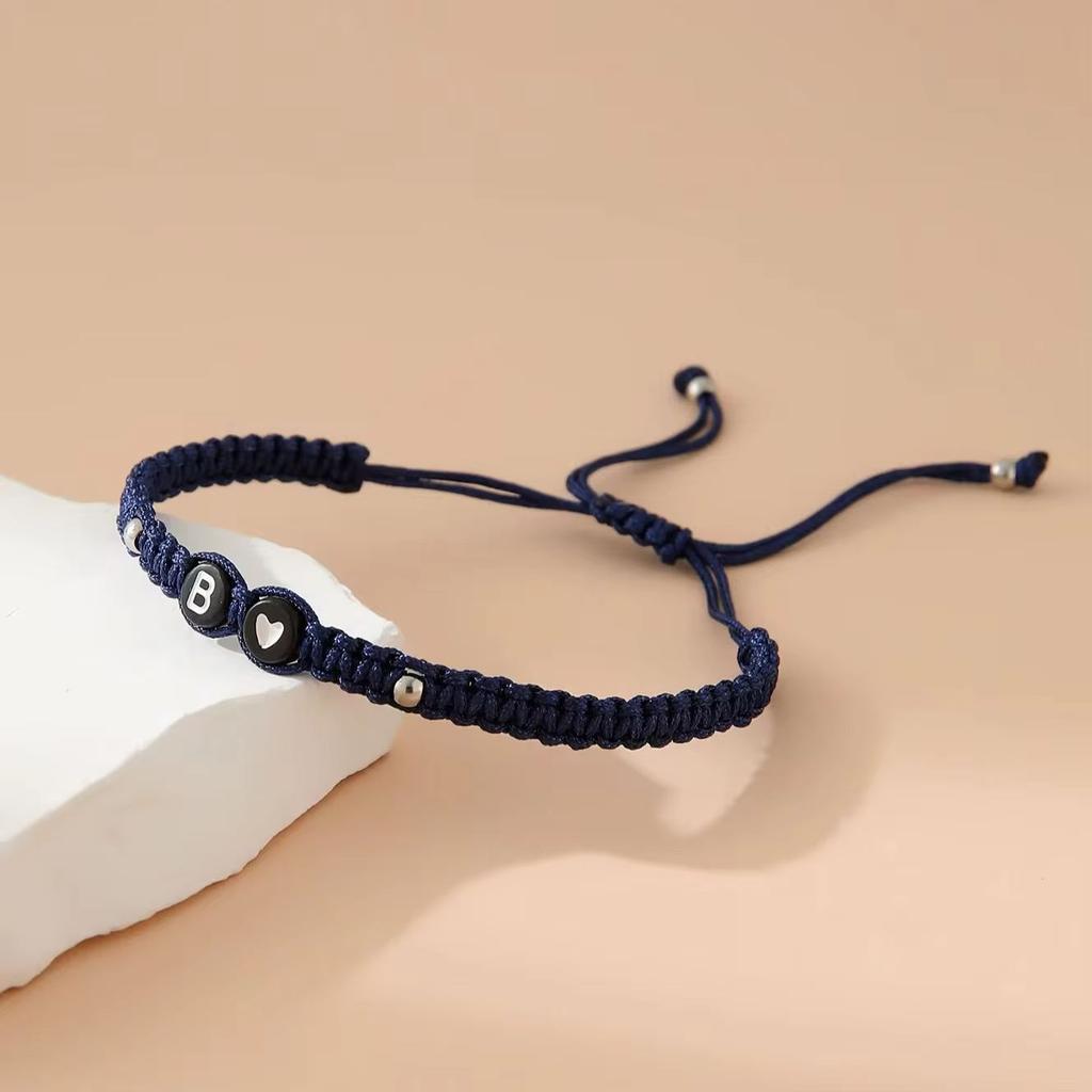 26 Alphabet Initials Heart Bracelet Jewelry Handmade Collapsible A-Z Braided Bracelet Women Men Friendship Couple Gift
