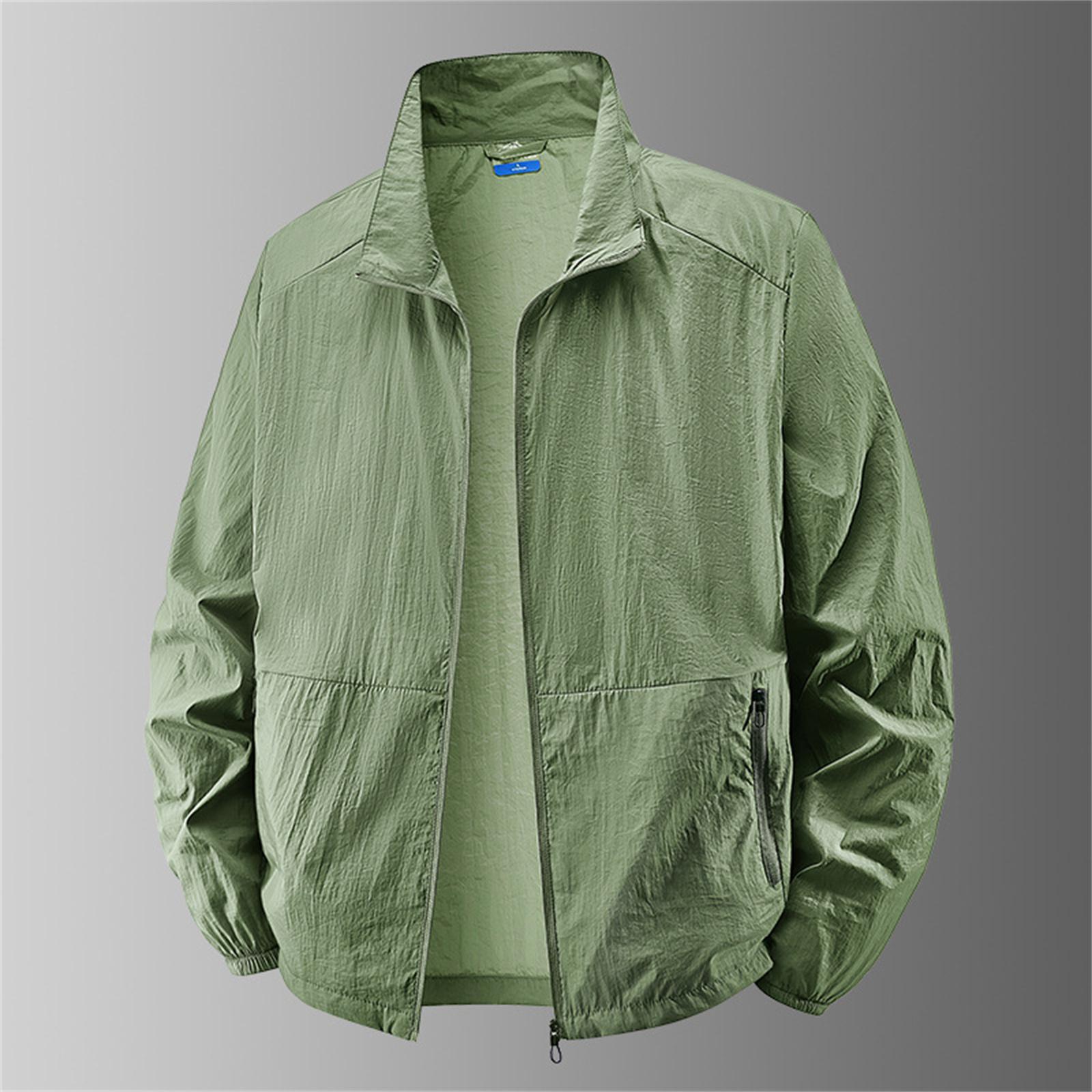 

Lightweight Stand Collar Windbreaker Jacket for Men Casual Full Zip Long Sleeve Outerwear with Elastic Cuffs XL