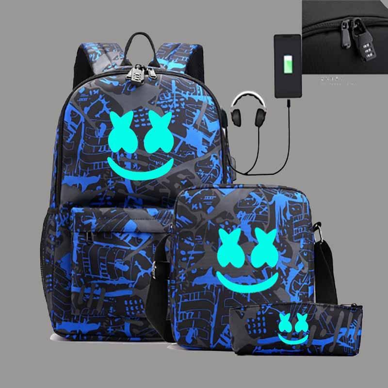 Marshmello Marshmallow Luminous Mugursoma Crossbody Zīmuļu