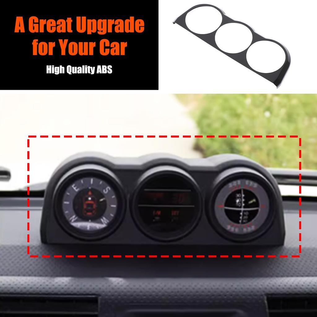 Glossy Piano Black ABS Triple Gauge Cluster Trim For Toyota FJ Cruiser 2007-