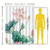 Elegant Lotus Flower Waterproof Shower Curtain Modern Design Green Leaves Pink Blossoms Nature Inspired Bathroom Decor Accent