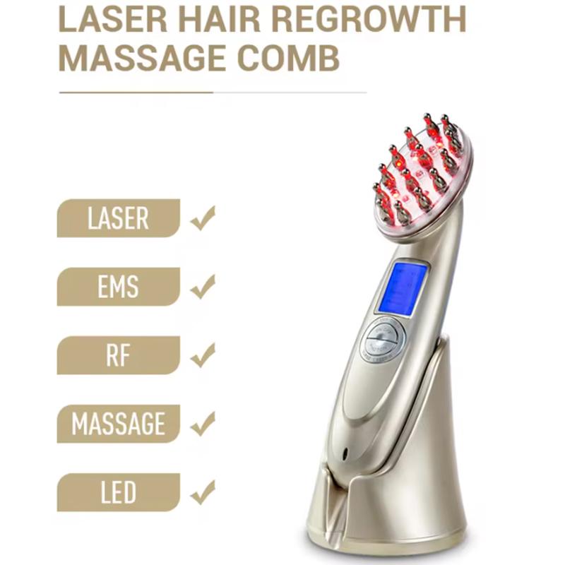 Anti-hair loss massage, hair growth comb, massage comb, infrared radio frequency red EMS vibration massager hair brush,hair care