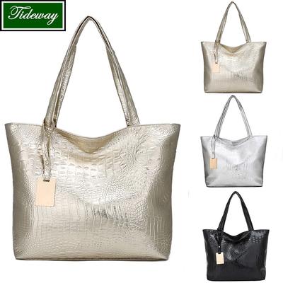 Damenmode Alligator Einfarbig Große Kapazität Schulter Tragetasche Handtaschen MIT