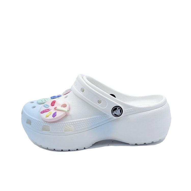 Crocs Classic Platform Clog EVA Classic Vintage Beach Fashion and Versatile Hole Shoes Unisex White and Blue
