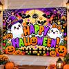 Happy Halloween Banner Template, 60x36 Halloween Party Banner, Cute Ghost Pumpkin Decor, Printable Digital Backdrop