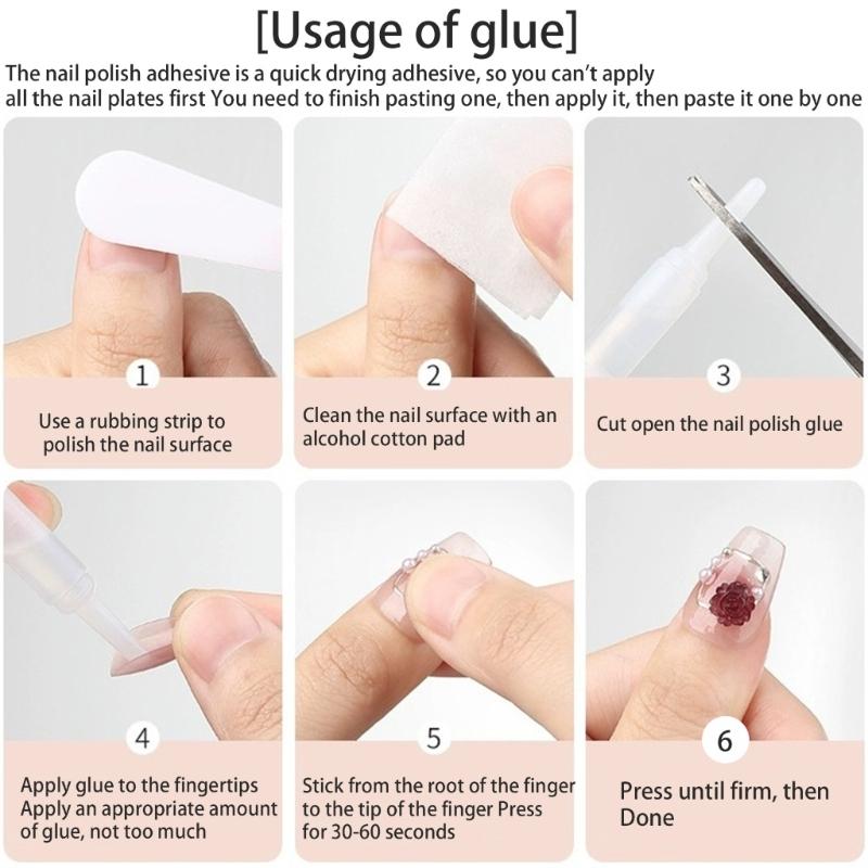 Long French False Nails Stick On Nails Nail Gradient Press on Nails DIY Art Accessories Display for Personal Style