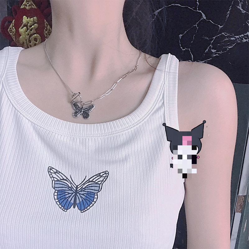 Super Fairy Girl Butterfly Necklace Female Clavicle Chain Niche Design Retro Old Necklace Pendant Zircon Accessories Chocker