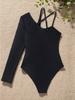 Unregelmäßiger Einteiler Bikini Badeanzug für Damen, Sexy, Figurbetont, mit einem langen Ärmel, Mode, Elegant, Strandurlaub Kleidung